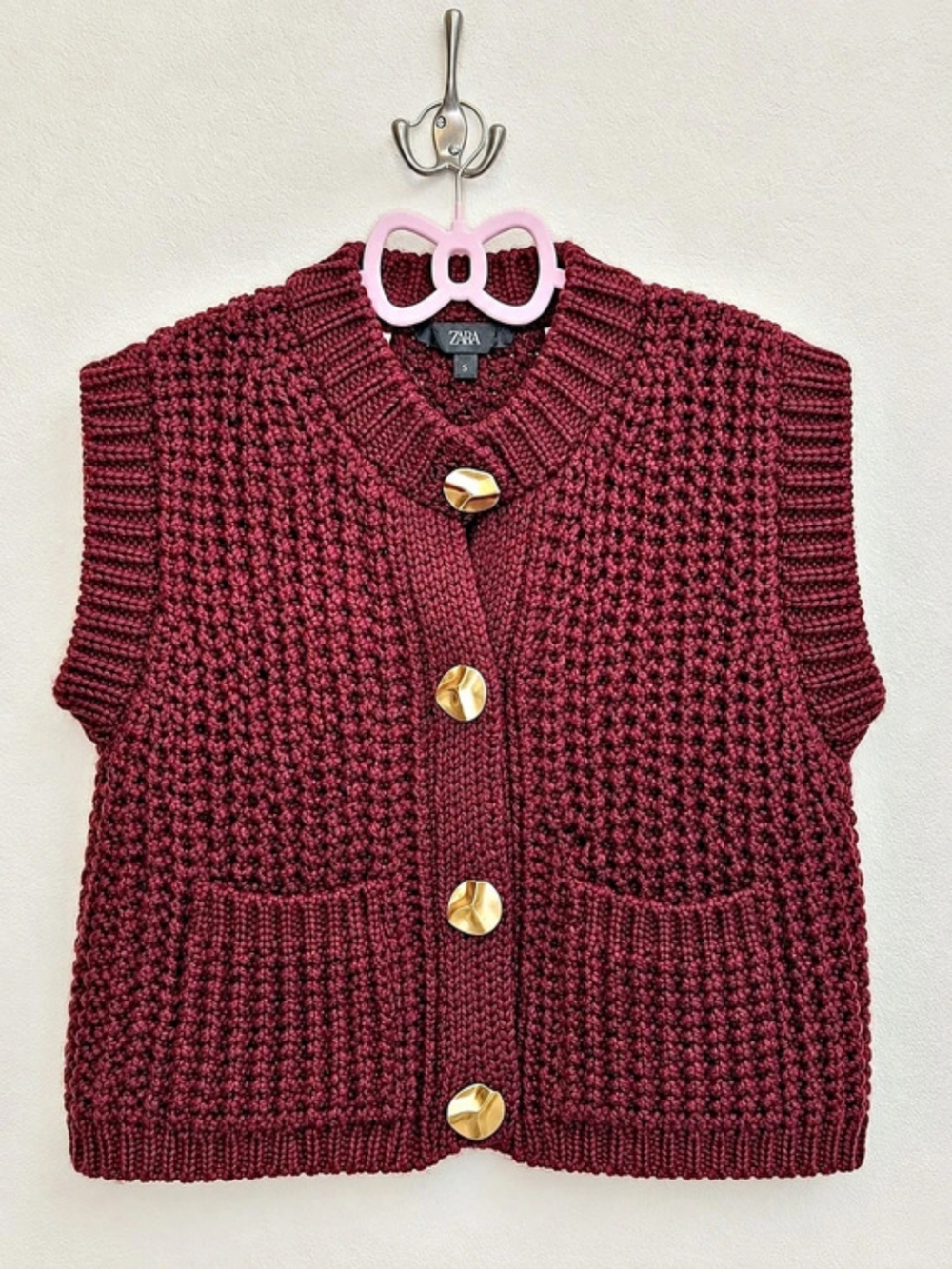 Zara Knit Cardigan Vest in Purple Size Medium NWT